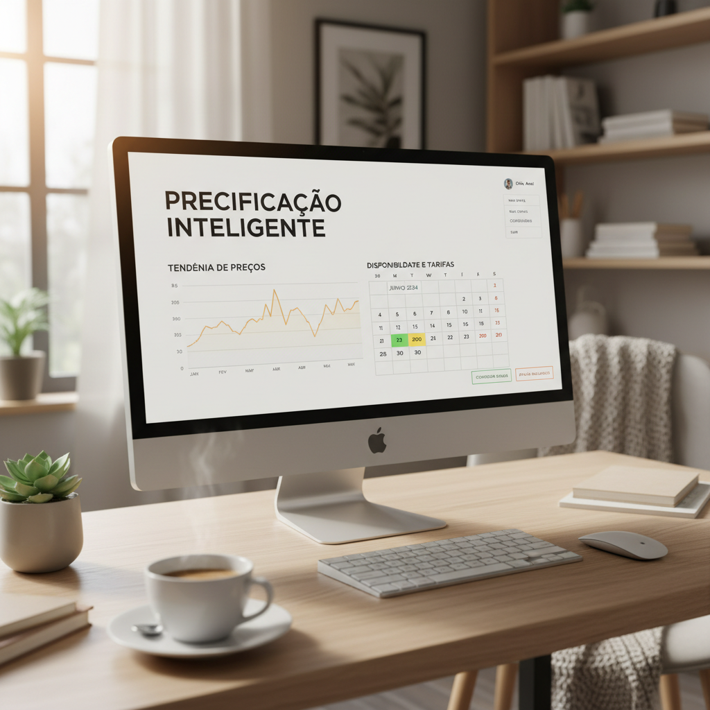 Captura de tela de um software de precificação dinâmica, exibindo um calendário com preços ajustados por dia e gráficos de previsão de demanda.